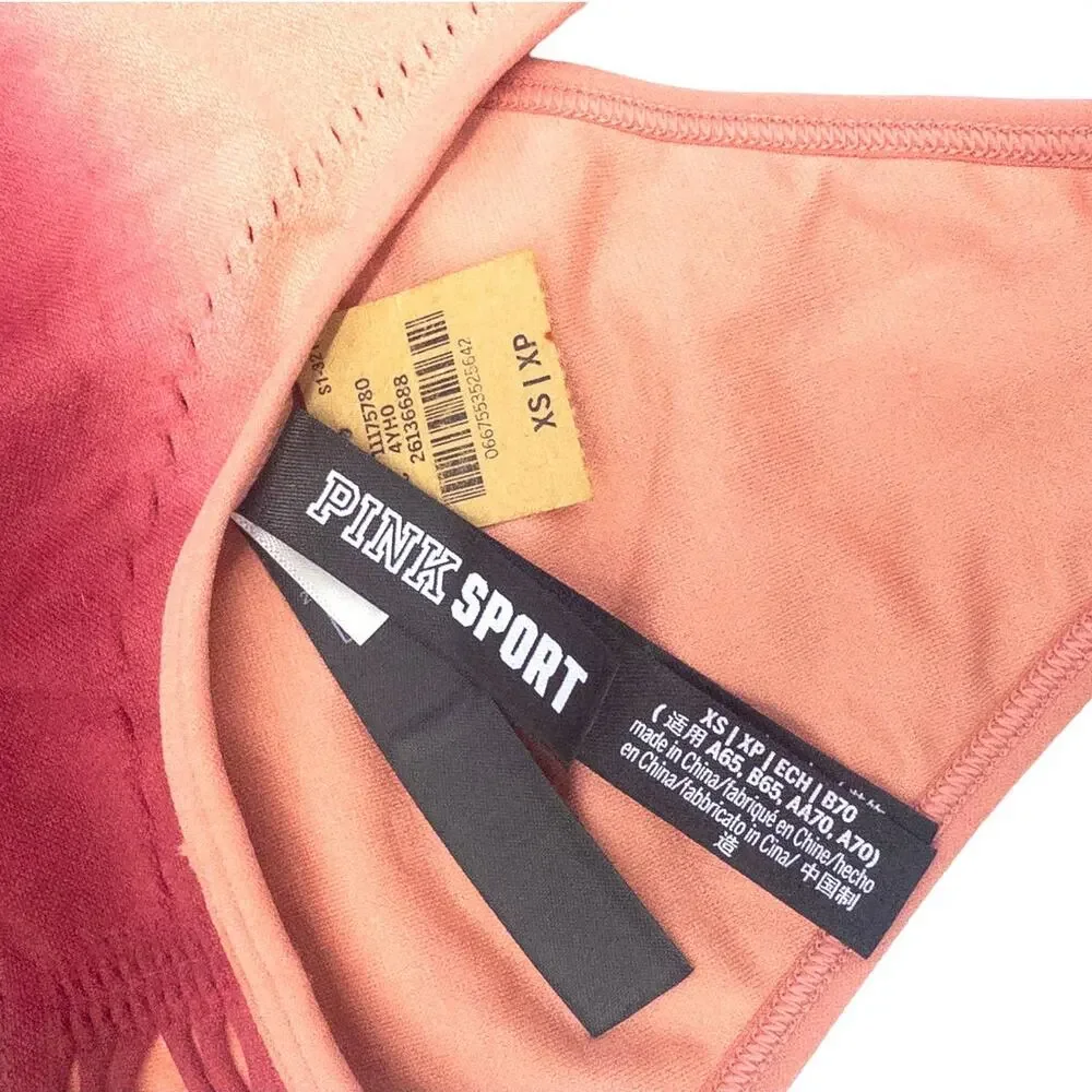 PINK Victoria's Secret Ombre Longline Sports Bra Racerback NWT XS Burgundy Peach